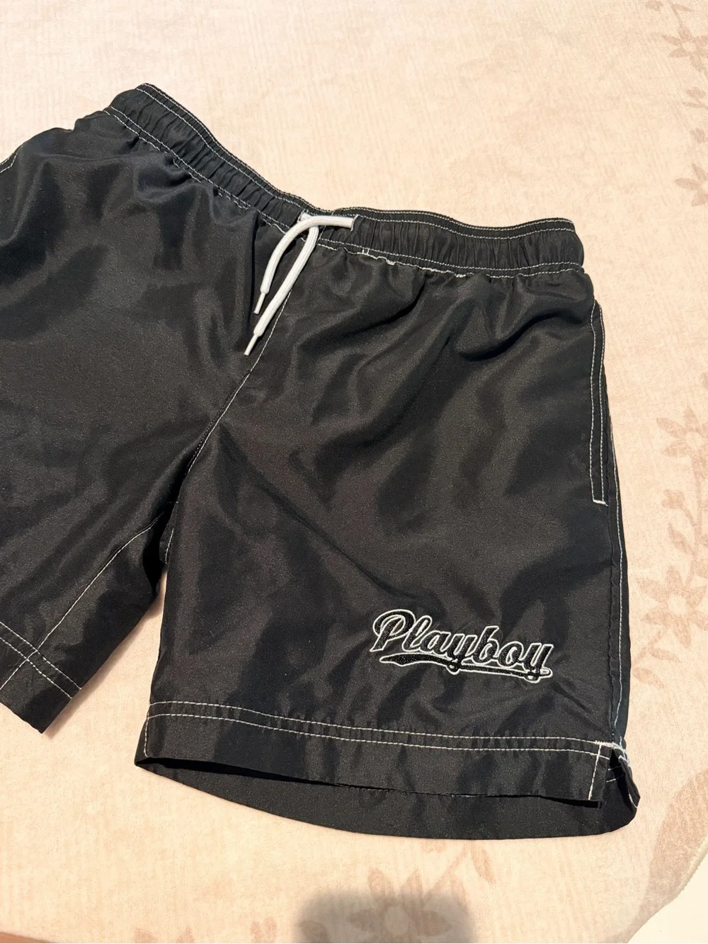 PLAYBOY Black Swim Shorts with White Logo